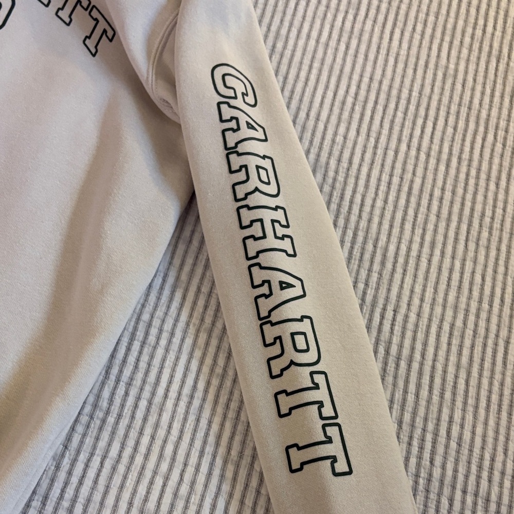 Carhartt Women’s Cream Hoodie with Green Graphic ~ Size Medium ~ EUC - Picture 4 of 7